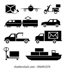 Vector black logistic. Shipping icon set