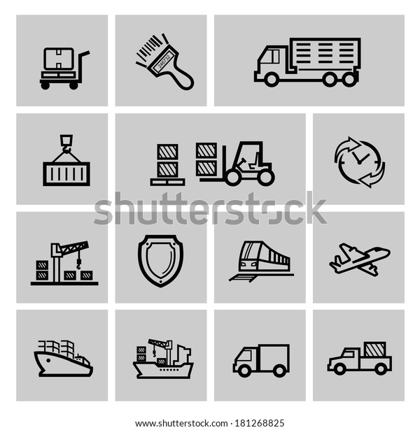 vector black\
logistic and shipping icon\
set