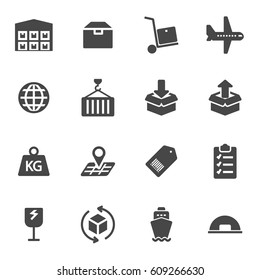 Vector black logistics icons set