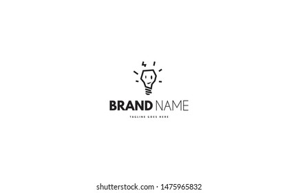 Vector black logo on which an abstract image of an idea in the form of a lighted bulb.