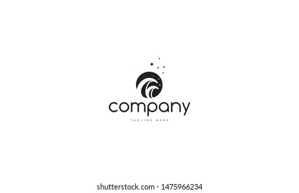 Vector black logo on which an abstract image of two waves in a circle.