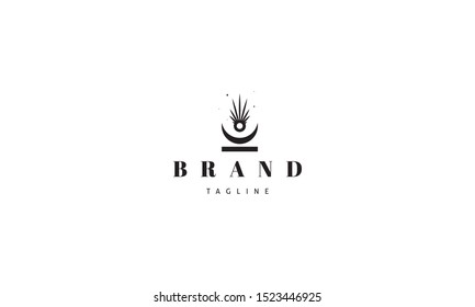 Vector black logo on which the abstract image of the moon and the sun.