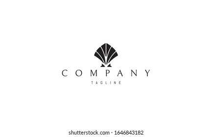 Vector black logo on which an abstract image of a shell.