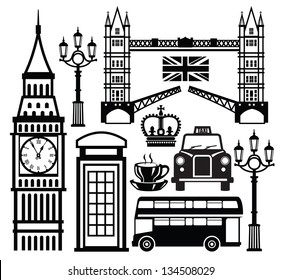 vector black london icon set on white