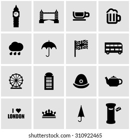 Vector black london icon set on grey background