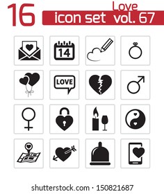 Vector black love icons set.