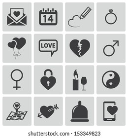 Vector black  love icons set