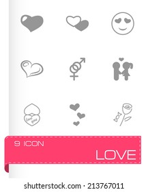 Vector black love icons set on white background