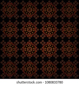 Vector Black, Magenta And Brown Simple Mandala Optical Illusion, Psychedelic Trippy Abstract Seamless Pattern Texture. Vector Illustration.