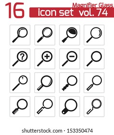 Vector black  magnifying glass  icons set