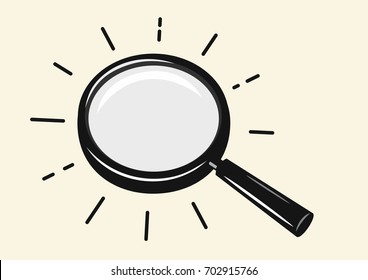 vector black magnifying glass on beige background