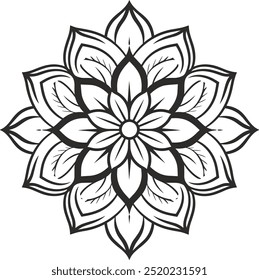 Vektor schwarzes Mandala zum Färben Buch. Linie runde Vintage-Muster für Design einzeln auf weißem Hintergrund