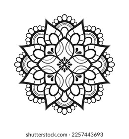 Vektor Schwarz Mandala floraler Hintergrund Design. Luxus, islamischer Zierhintergrund