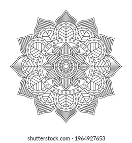 Vector black mandala. Line flower vintage pattern for design isolated on white background. Good for card and coloring book. Anti-stress painting