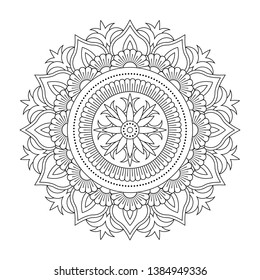 Vector black mandala. Line oriental pattern isolated on white background. Vintage monochrome decorative element. Good for coloring books and sticker