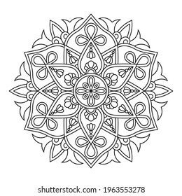 Vector black mandala. Line round vintage pattern for design isolated on white background. For coloring book, pillow, bed linen, utensils, stand for mugs, engraving