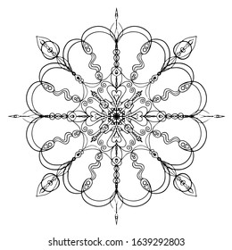 
Vector black mandala on a white background. Ornament