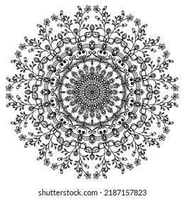 Vector black mandala on a white background.	