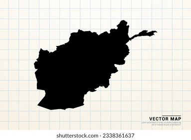 Vector black map of Afghanistan on graph paper.