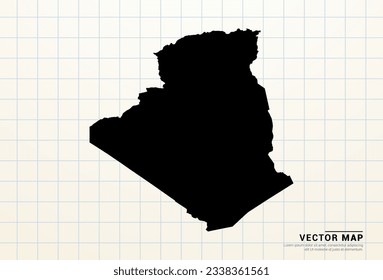 Vector black map of Algeria on graph paper.