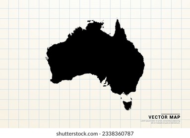 Vektorschwarze Karte von Australien auf Graphpapier.