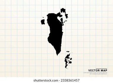 Vector black map of Bahrain on graph paper.