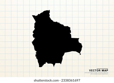 Vector black map of Bolivia on graph paper.
