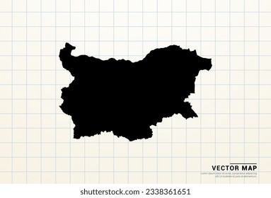 Mapa negro vectorial de Bulgaria en papel gráfico.