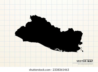 Vector black map of El Salvador on graph paper.