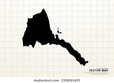 Mapa negro vectorial de Eritrea en papel gráfico.