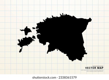 Vector black map of Estonia on graph paper.