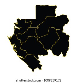 Vector Black Map of Gabon, High detailed - black map of Gabon on white background. Vector illustration eps 10.