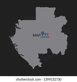 Vector Black Map of Gabon, High detailed - black map of Gabon on white background. Vector illustration eps 10. - Vector