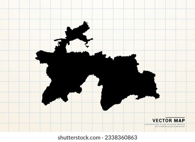 Vektorschwarze Karte von Guinea-Bissau auf Graphpapier.