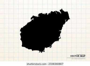 Mapa negro vectorial de Hainan en papel gráfico.