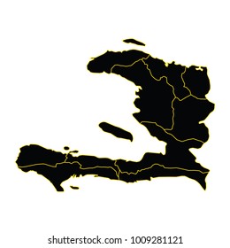 Vector Black Map of Haiti, High detailed - black map of Haiti on white background. Vector illustration eps 10.