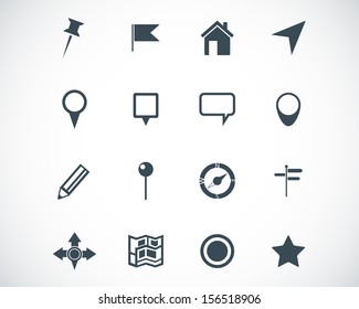 Vector black  map icons set
