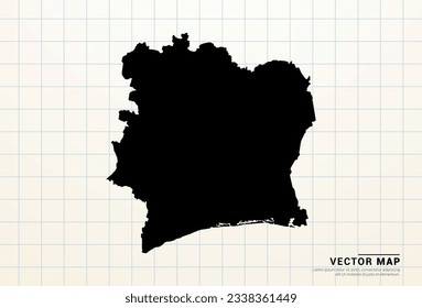 Vector black map of Ivory Coast on graph paper.