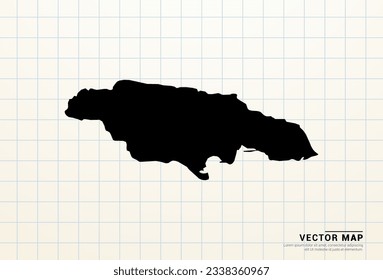 Vector black map of Jamaica on graph paper.