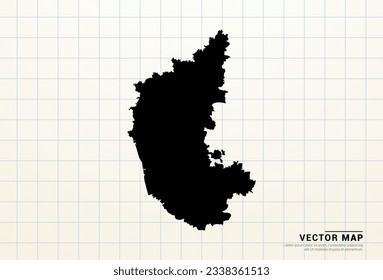 Vector black map of Karnataka on graph paper.