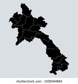 Vector Black Map of Laos