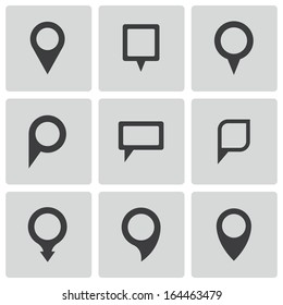 Vector black map pointer icons set