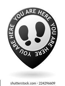 vector black map pointer with you are here icon