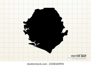 Vector black map of Sierra Leone on graph paper.