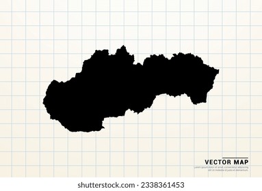 Vector black map of Slovakia on graph paper.