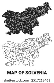 Vetor Mapa preto de Eslovênia país com fronteiras de regiões