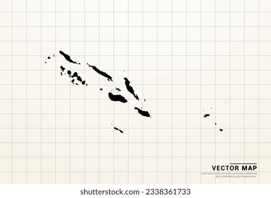 Vector black map of Solomon Island on graph paper.