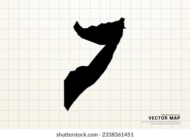 Mapa negro vectorial de Somalia en papel gráfico.