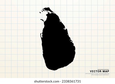 Vektorschwarze Karte von Sri Lanka auf Graphpapier.