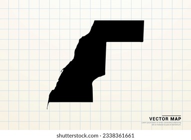 Vector black map of Western Sahara on graph paper.